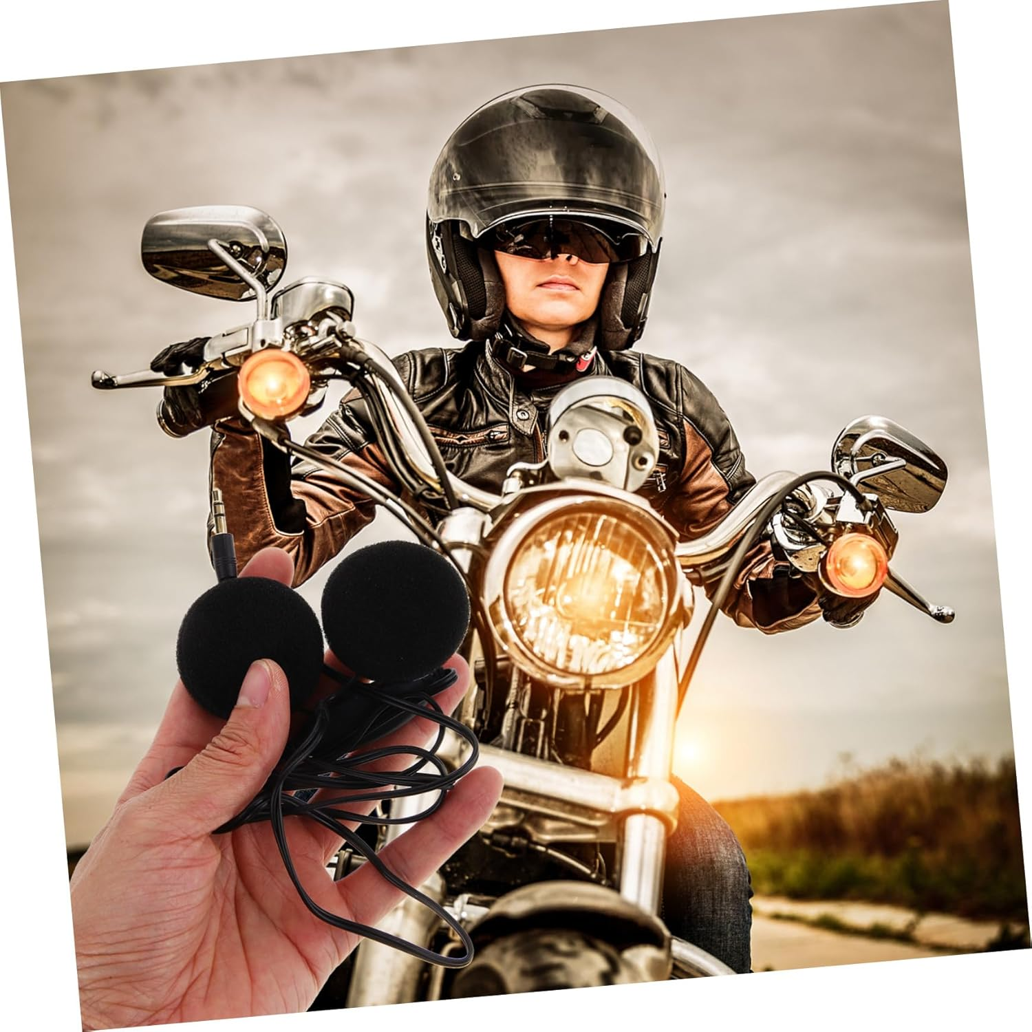 CATIEBYE Motorcycle Helmet Headset Microphone 3.5Mm In-Ear Gps Navigation Earphone Black Helmet Audio System for Riders and Cyclists image number 4