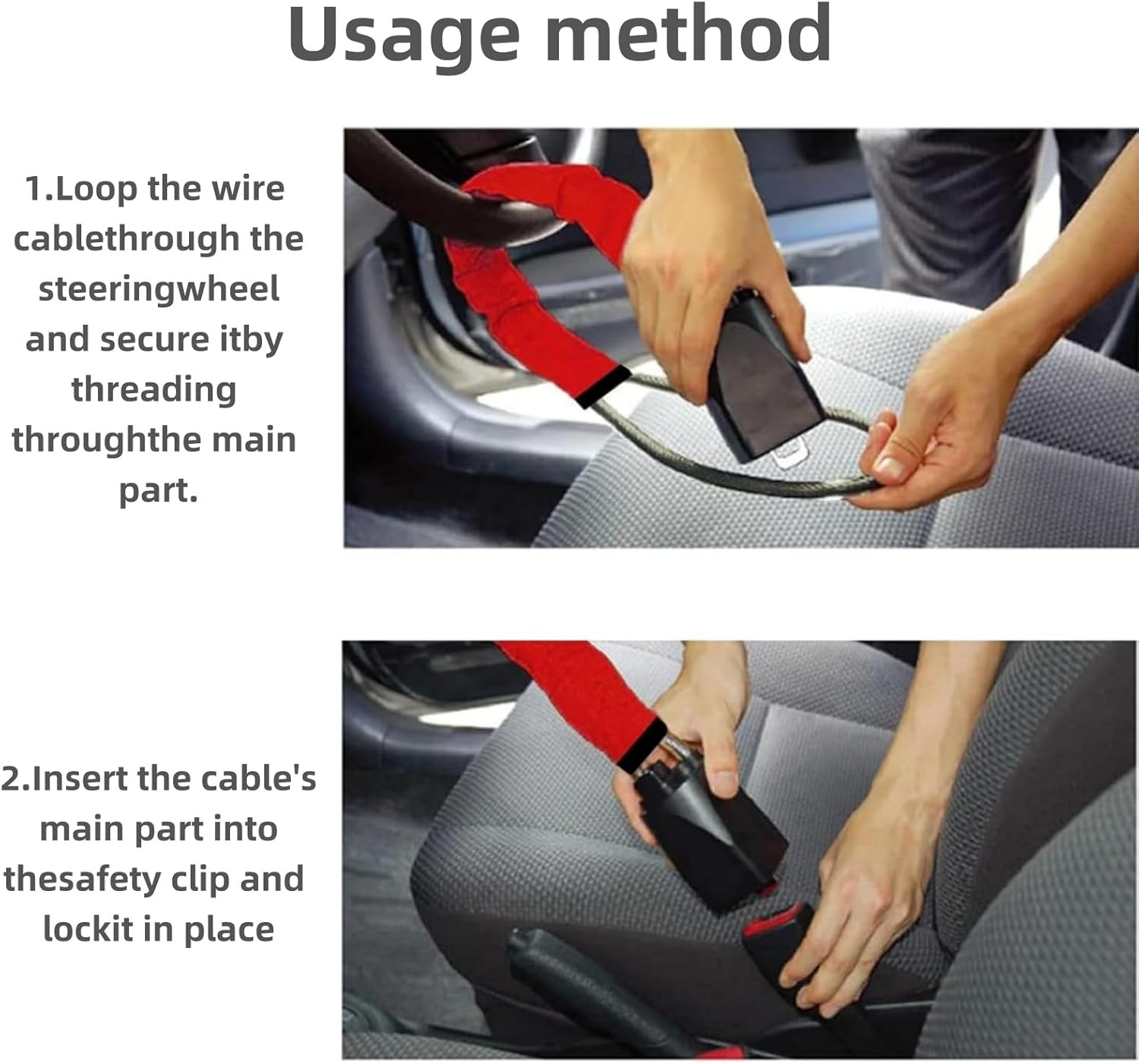 Steering Wheel Lock Universal Fit Most Vehicles with Seat Belt Buckles Anti-Theft Device Car Locks Sturdy Lock for Car Truck SUV Van Security with 3 Keys All General Cars Available(Red) image number 5