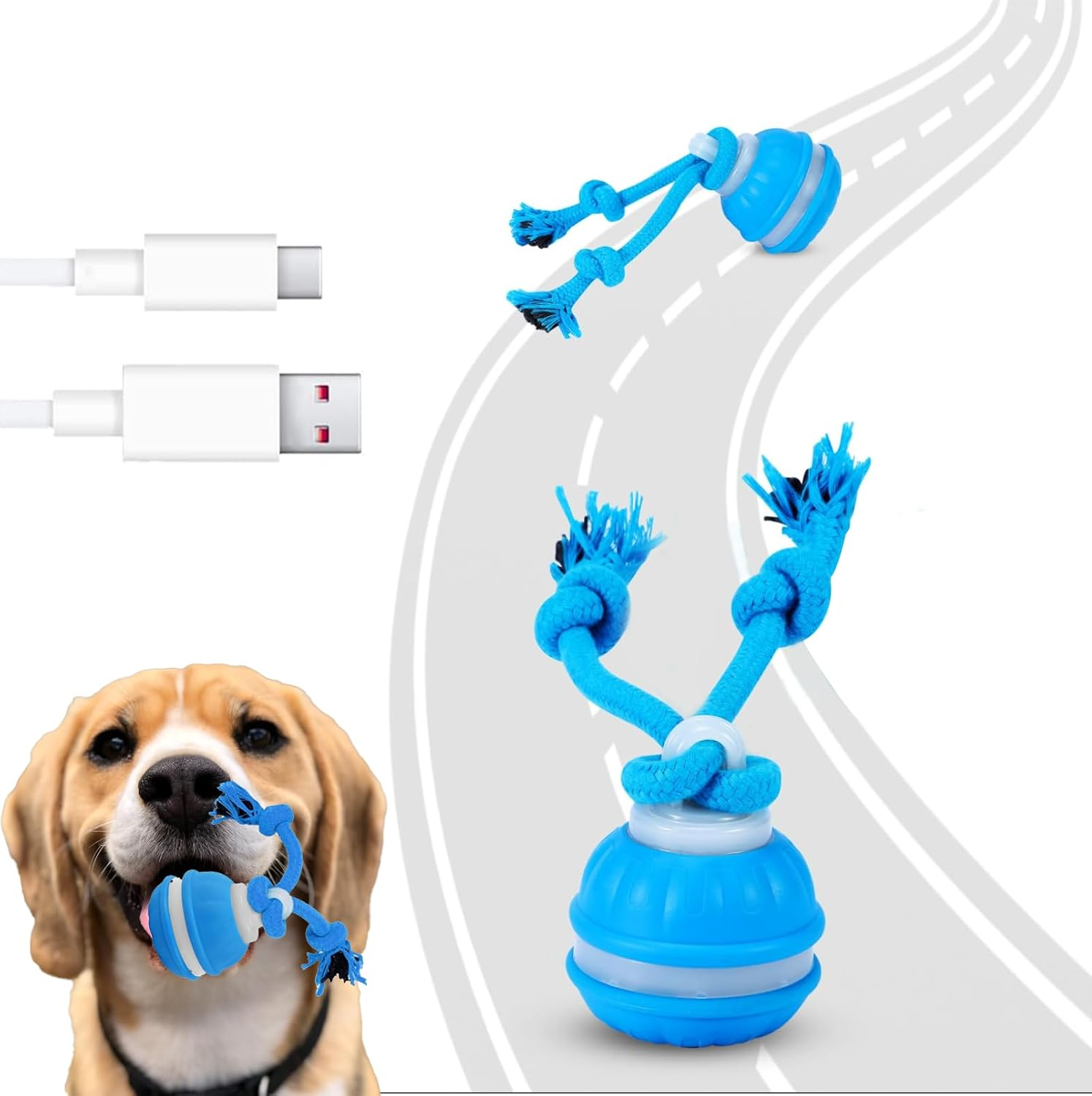 Velmoriah Interactive Dog Ball Toys, 2025 New Upgraded Motion-Activated Rolling Ball with Squeaky Sound & Stimulation, USB Rechargeable Bouncing Ball for Cat & Puppies & Medium Dogs image number 2