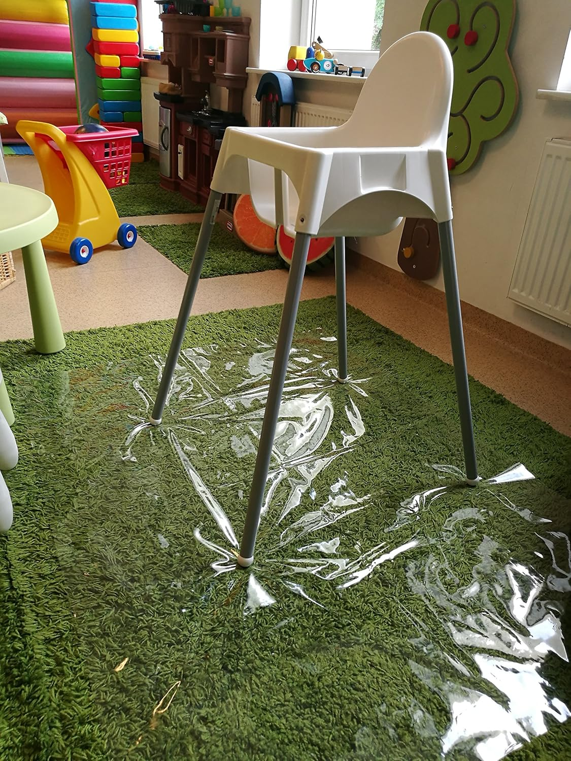 Easy Cleaning Splash Mat High Chair Floor Mat Feeding Floor Cover Multipurpose for Arts/Craft/Pets/Labs (Large | Clear) image number 1