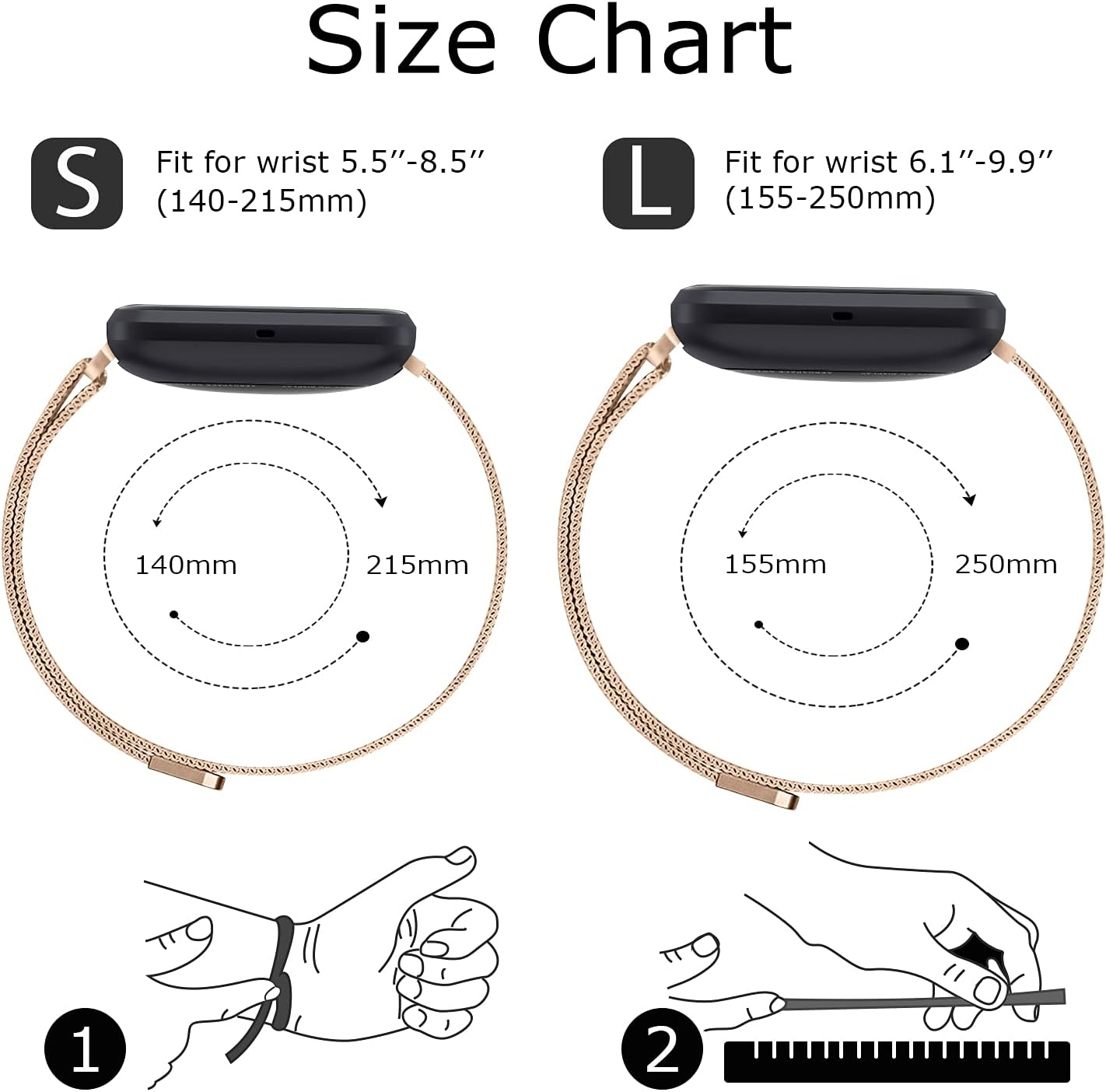 Metal Bands Compatible with Fitbit Versa 2 & Fitbit Versa & Fitbit Versa Lite Edition Band, Stainless Steel Loop Metal Mesh Replacement Sport Strap Bracelet Wristbands for Women Men image number 1