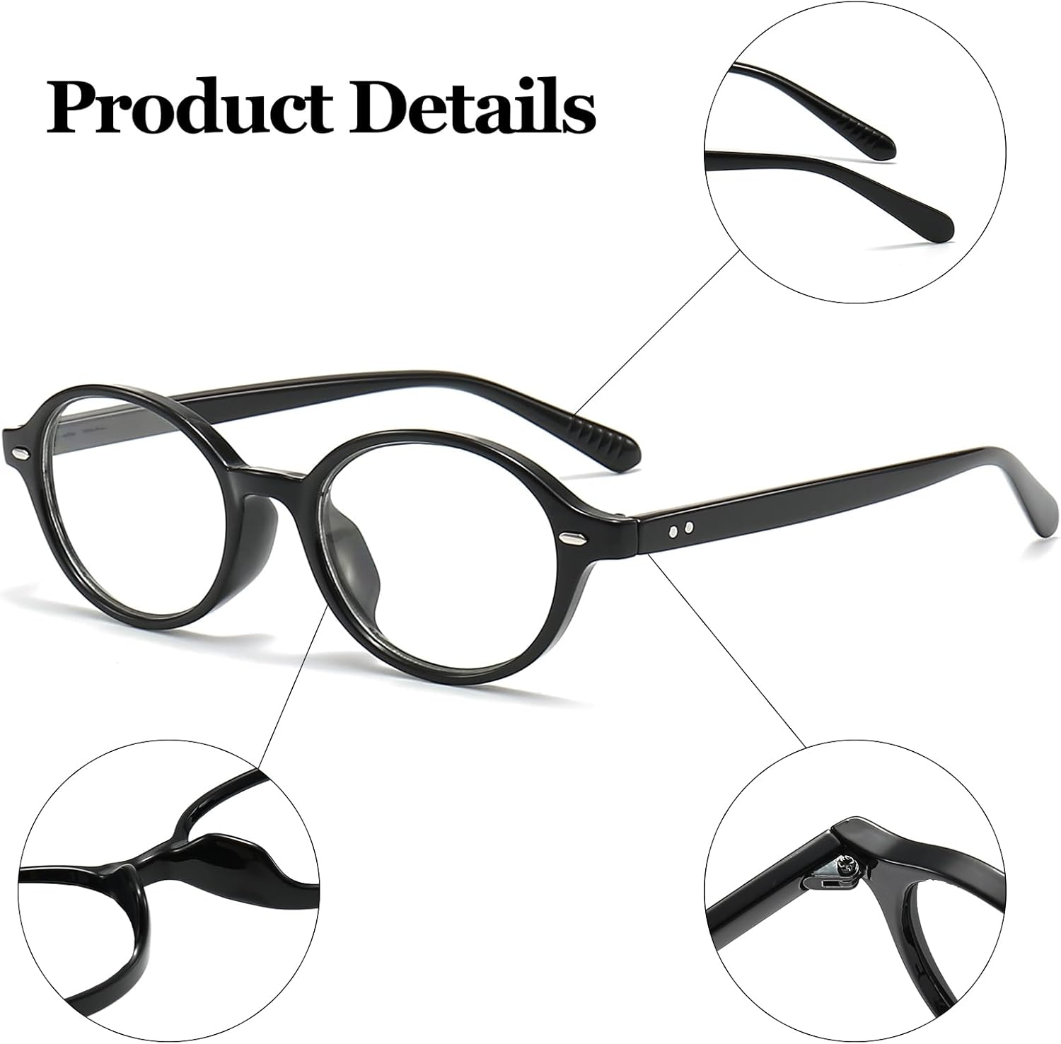 LJCZKA Oval Blue Light Glasses for Women Men round Computer Glasses Oval Frame anti Eyes Strain Headache for Reading Texting Gaming - Brown image number 7