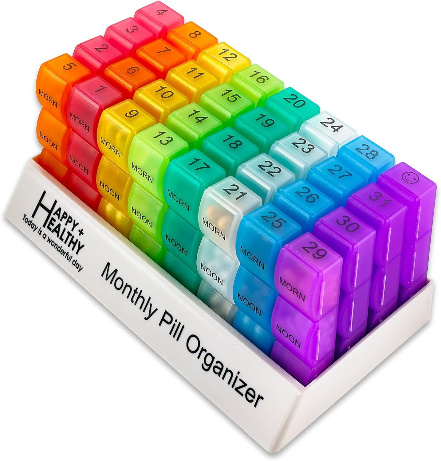 Month Pill Box Organizer - 3-Times-A-Day | Morning-Noon-Night - 30 Day Pill Case with 32 Daily Compartments for Vitamins, Supplements, Medication - Travel Monthly Pill Organizer 3 Times a Day image number 5