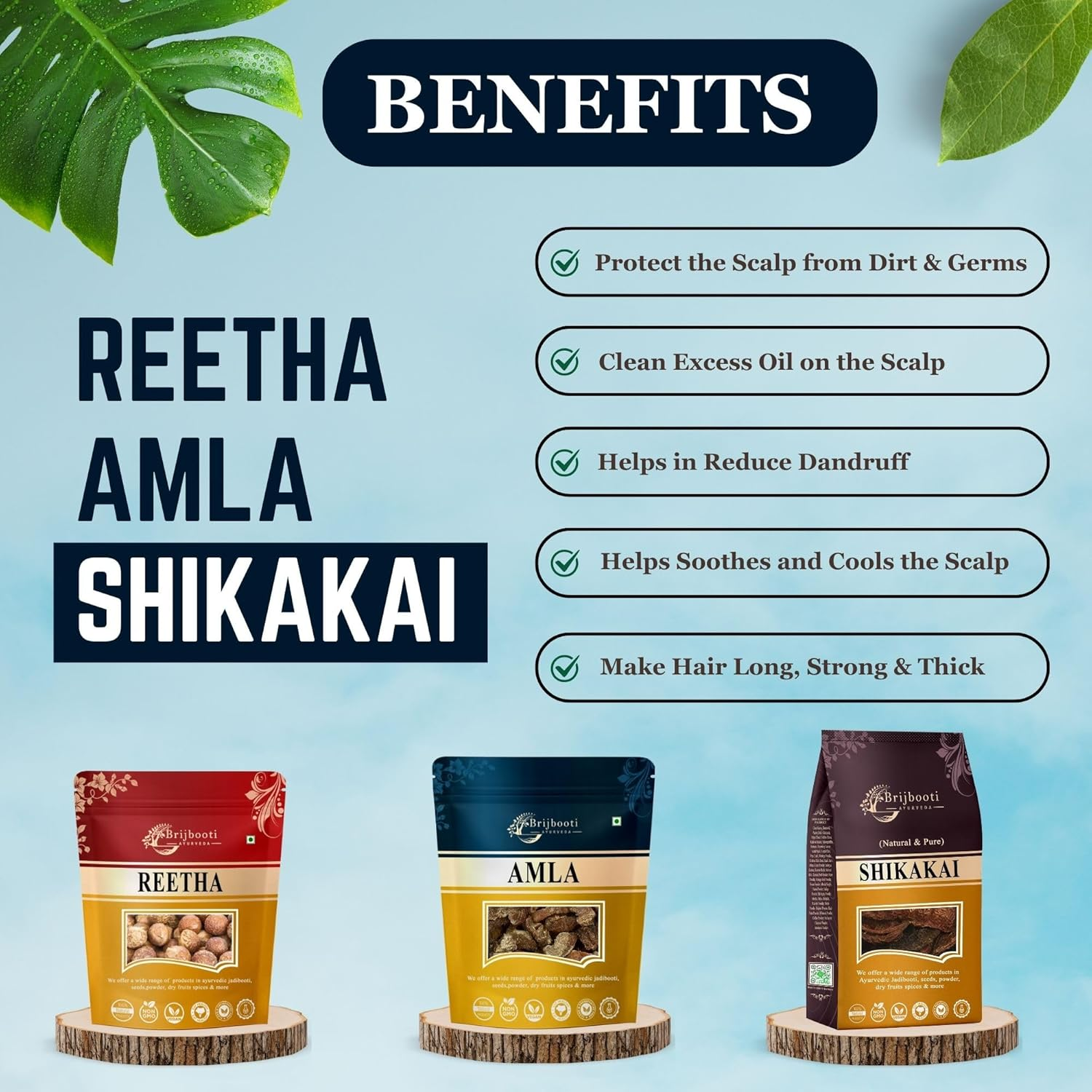 Brijbooti Reetha Amla Shikakai Combo Pack for Hairs (Raw Form) 600 Gr image number 4
