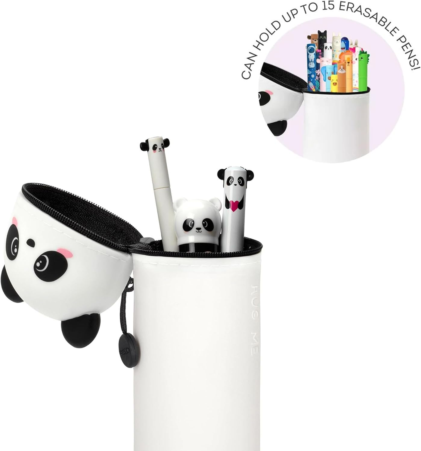Legami - 2-In-1 Soft Silicone Case - Kawaii Table Pen Holder, Zipper, Silicone, Pen Bag, Colouring Pencils Marker, H 18.5 Cm, Panda, Kawaii - Monster image number 3