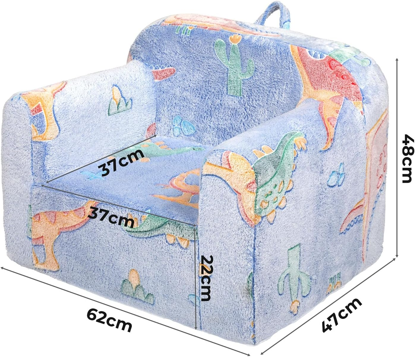 Bopeep Toddler Chair, Glow in the Dark, Bean Bag Chair for Kids Children, Armchair Sofa Chairs with Handle, Removable Cover, Playroom Living Room, Bedroom, Dinosaur Pattern Couch for Girls and Boys