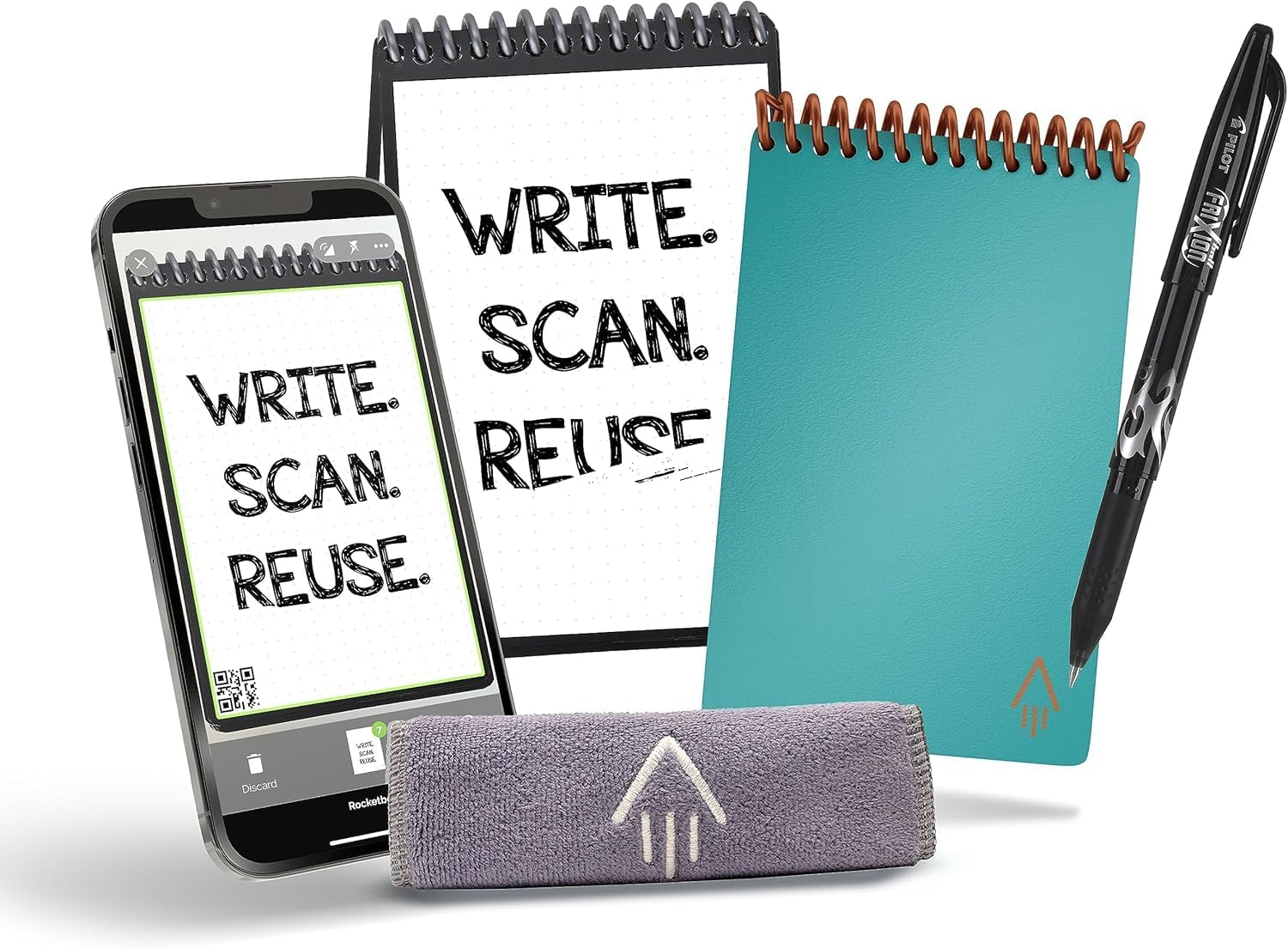 Rocketbook Smart Reusable Notebook, Mini Spiral Notebook, Infinity Black, (3.5" X 5.5")