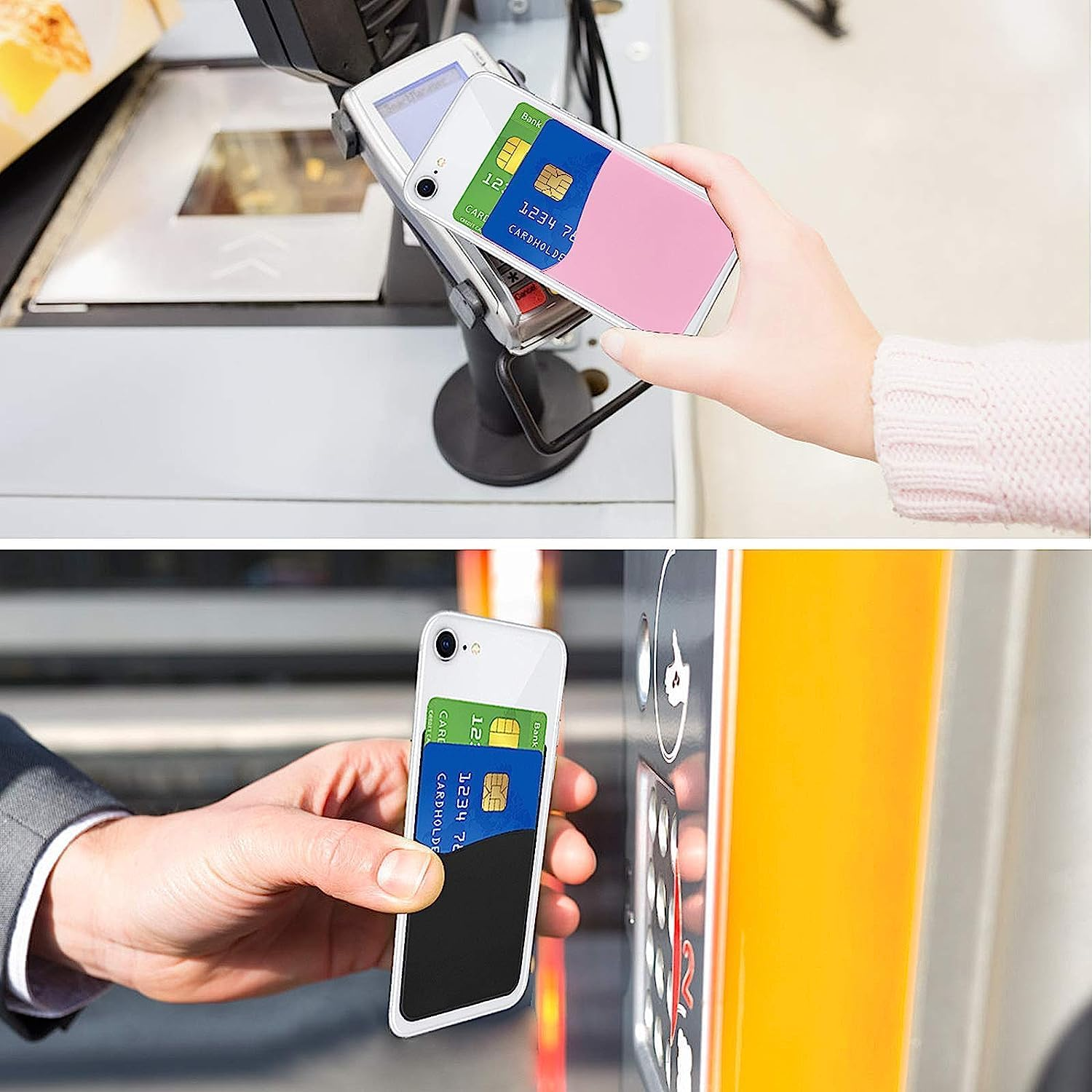 Senose Phone Wallet, Card Holder for Back of Phone Stick on Phone Cases Great Storage Compatible for Iphone/Android/Samsung Galaxy Pack of 5 image number 6