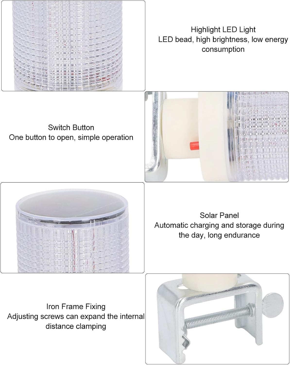 Solar Strobe Warning Light, LED Solar Warning Lamp with Red Blue Flashing Alarm, Solar Panel Strobe Light Beacon Lamps for Construction Safety Road Barricade Traffic image number 5