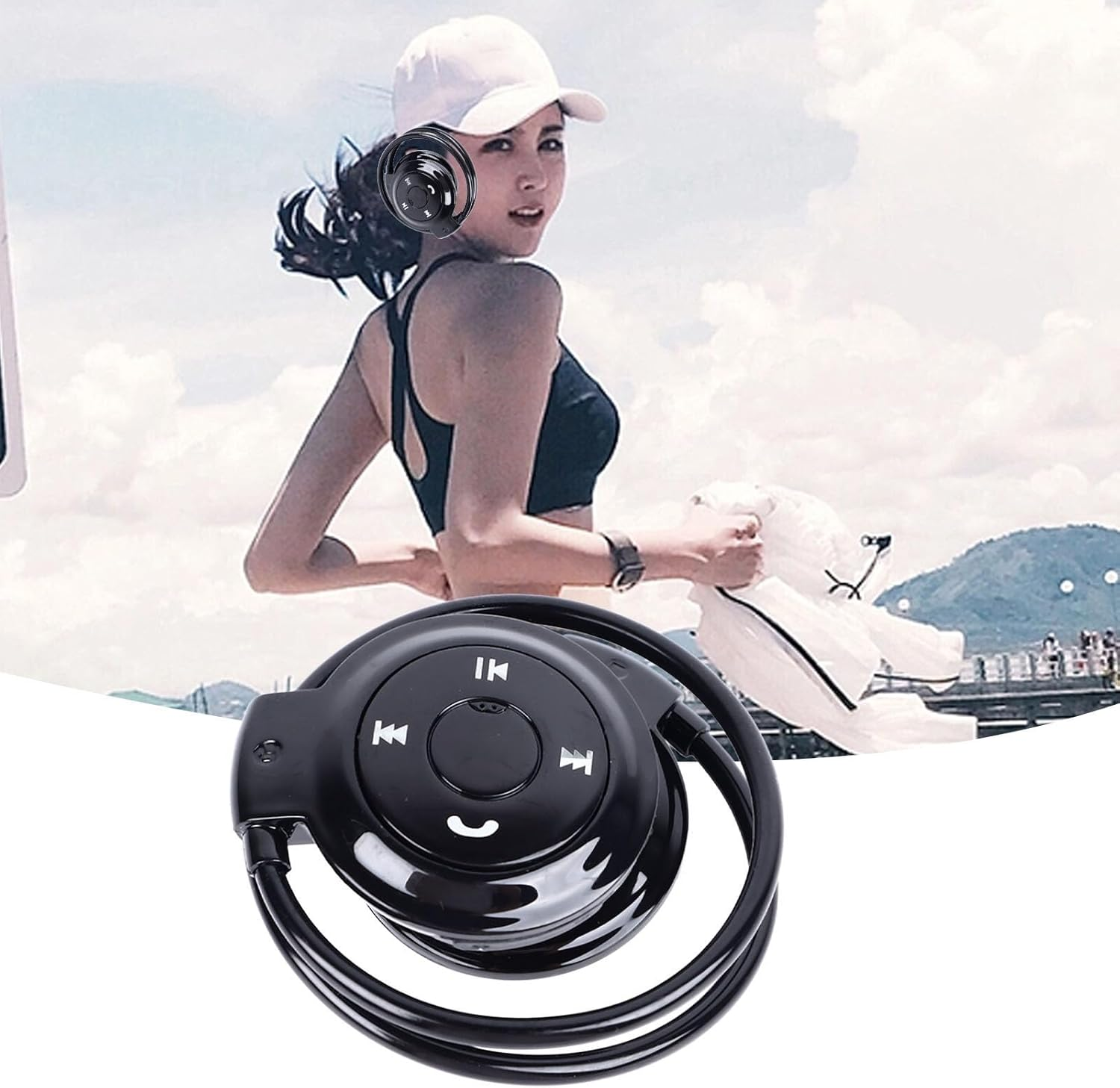 Plyisty over Ear Headphones Wireless Headset with Microphone Foldable Stereo Hifi Sound Black Running