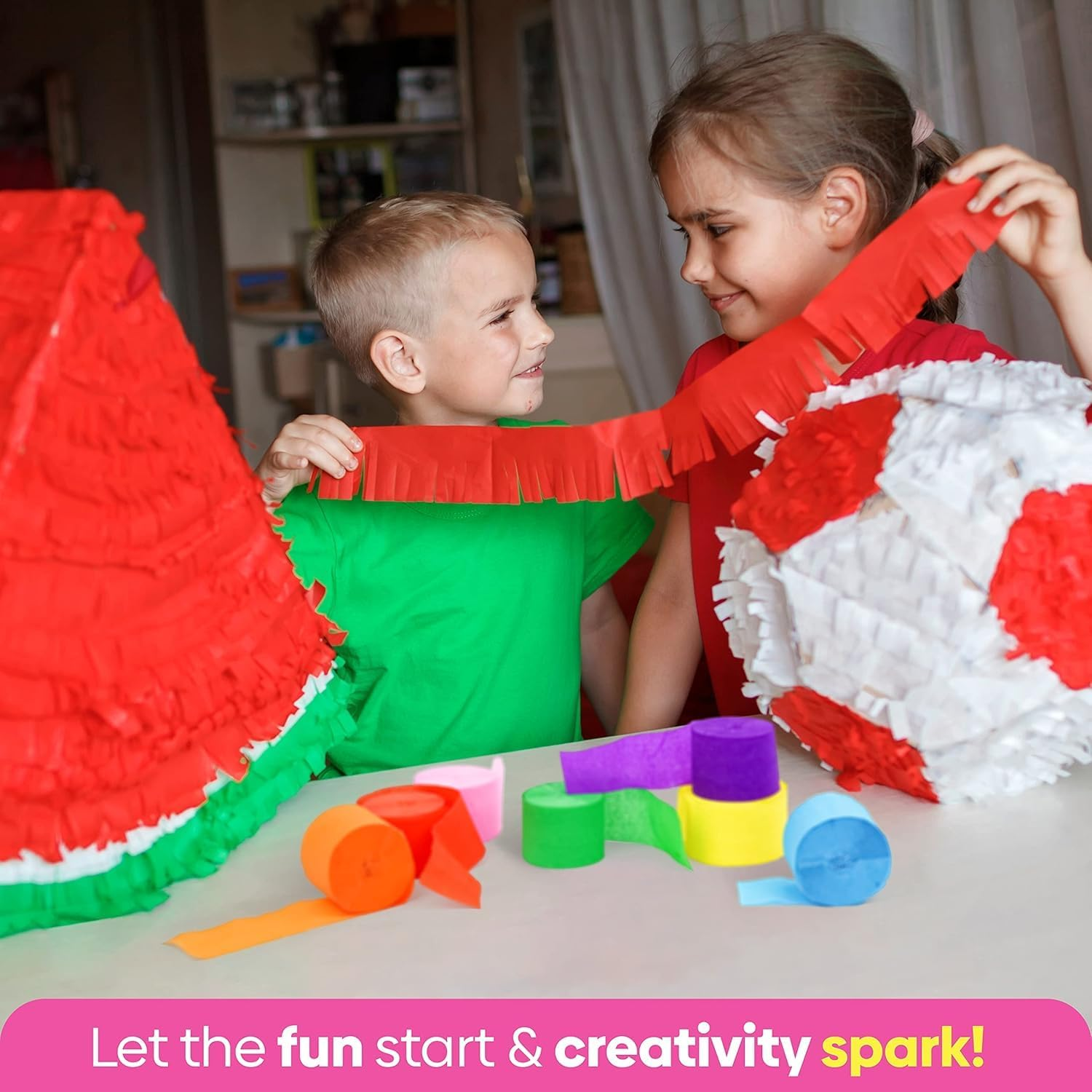 Crepe Paper Streamers Pack of 8 Unique Color Rolls - Great Stretch & Easy to Twist 82Ft Long for Birthday, Bridal Shower, Christmas, In-Door Fun Party & Rainbow Decorations