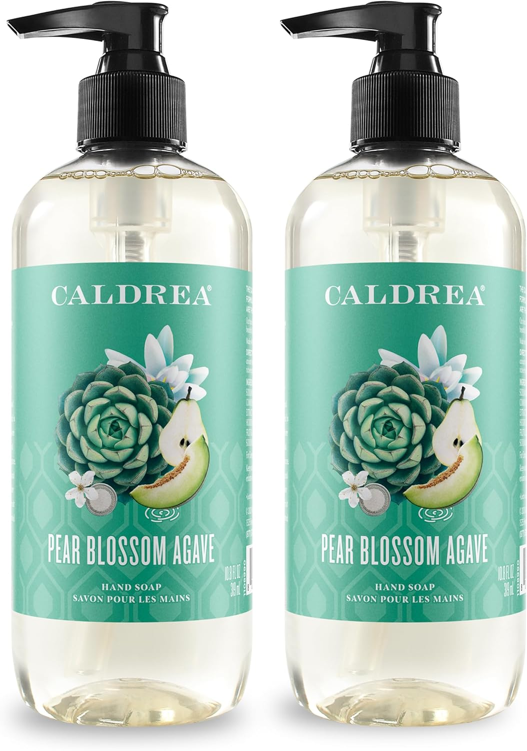 Caldrea Hand Wash Soap, Aloe Vera Gel, Olive Oil and Essential Oils to Cleanse and Condition, Pear Blossom Agave, 10.8 Oz, 2 Pack image number 3