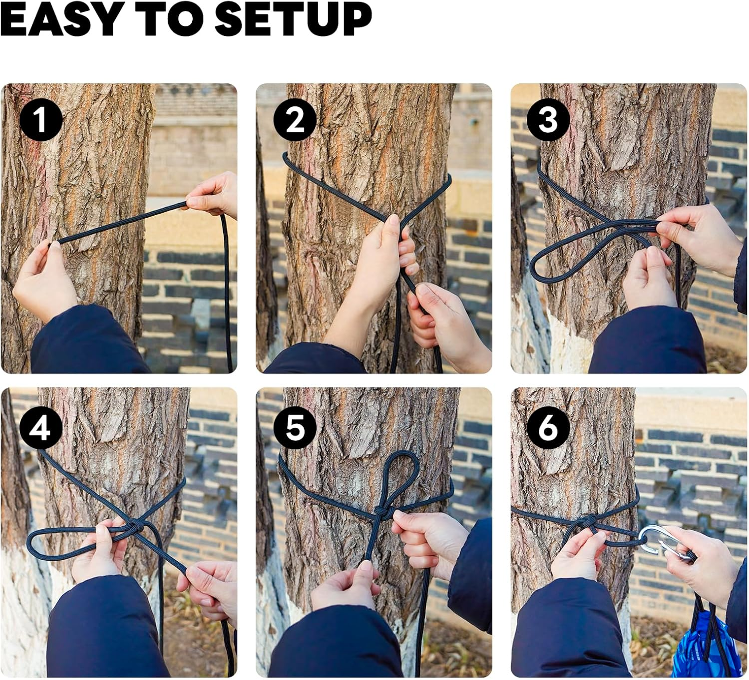 Outdoor Camping Hammock - Camping Gear - Portable Hammocks with Hanging Ropes - Parachute Lightweight Hammock - 210D Nylon Tree Tent for Camping, Travel, Beach, Backyard, Hiking, Indoor (Blue) image number 4