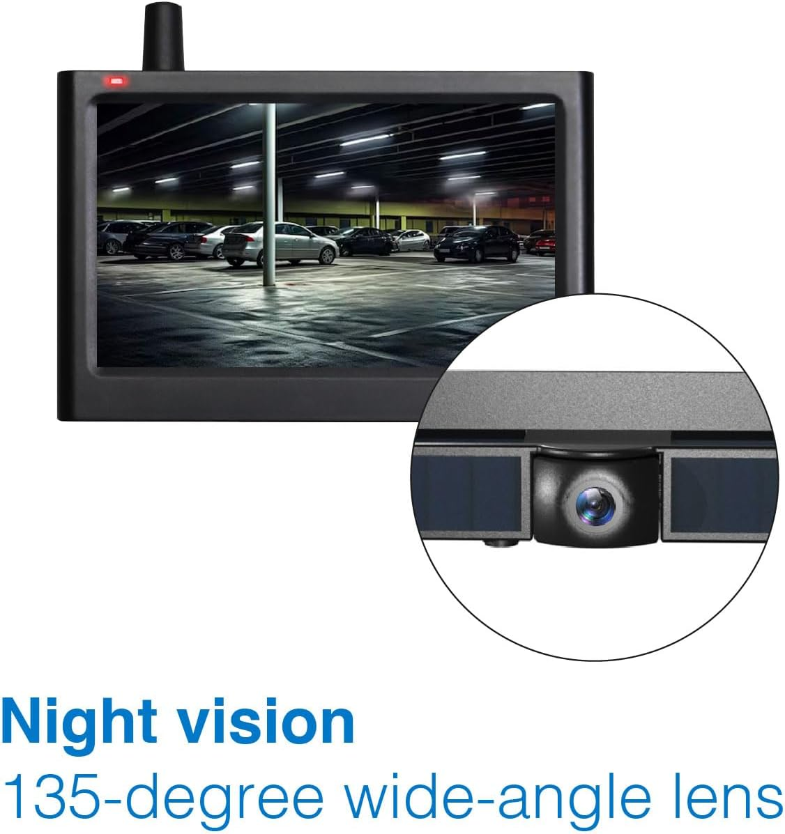 Laser 4.3" Wireless Reversing Camera Kit - Solar & Battery Powered Backup Camera for Car, Caravan - Night Vision, Parking Assist, Weatherproof, Easy DIY Installation image number 1