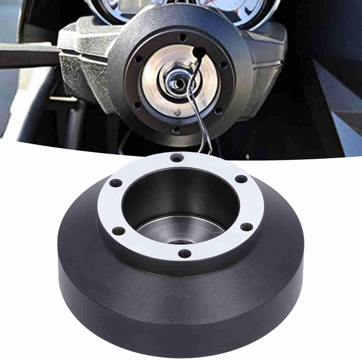 Steering Wheel Short Hub Adapter 6-Bolt Metal Replacement for Accord 2003-2012, CR-V, Fit, TL RSX - Racing Style Quick Release Compatible Hub image number 5