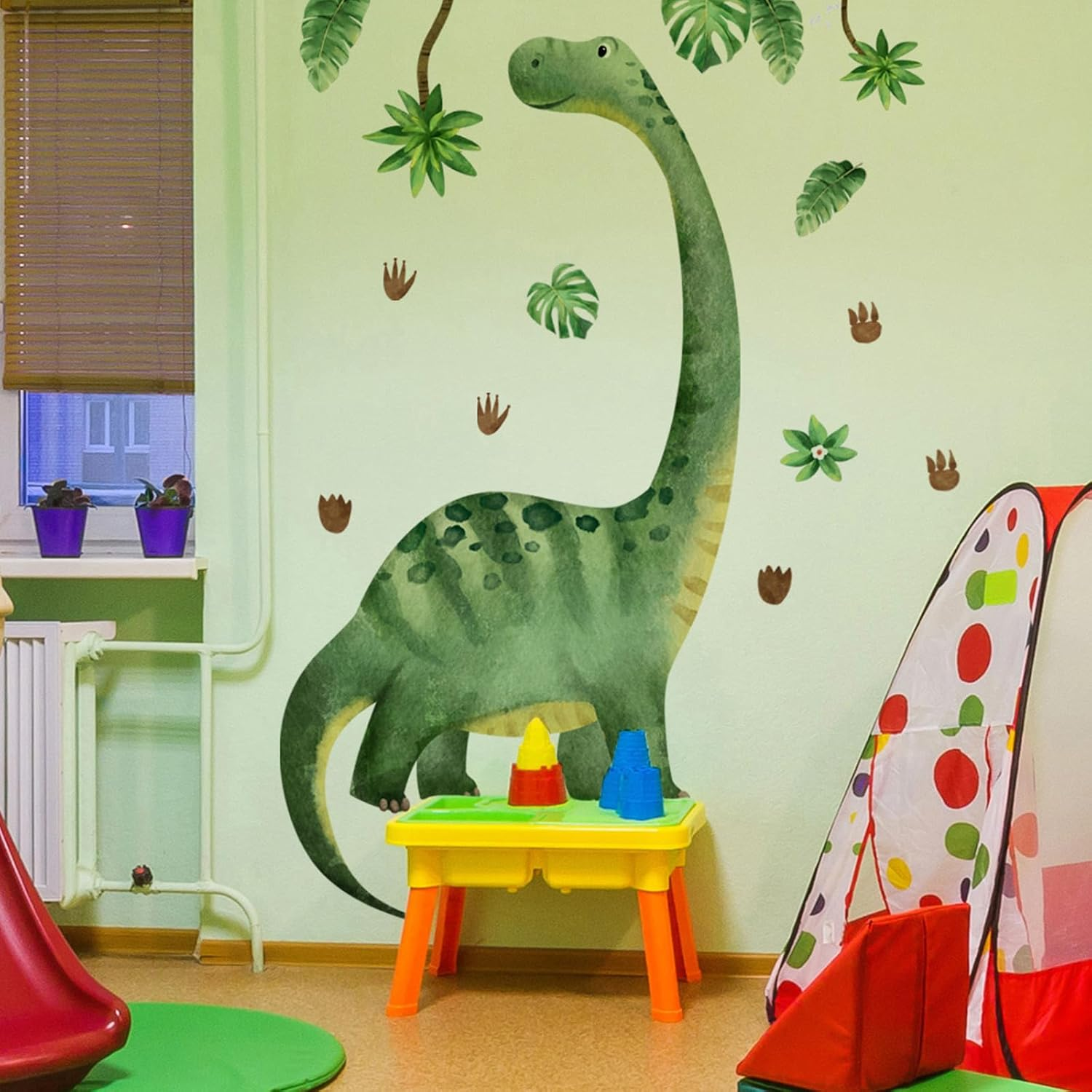 Large Dinosaur Wall Decals Watercolor Dino Footprint Neutral Wall Stickers Baby Toddler Kids Room Wall Decor Murals for Nursery Daycare Classroom Decoration image number 4