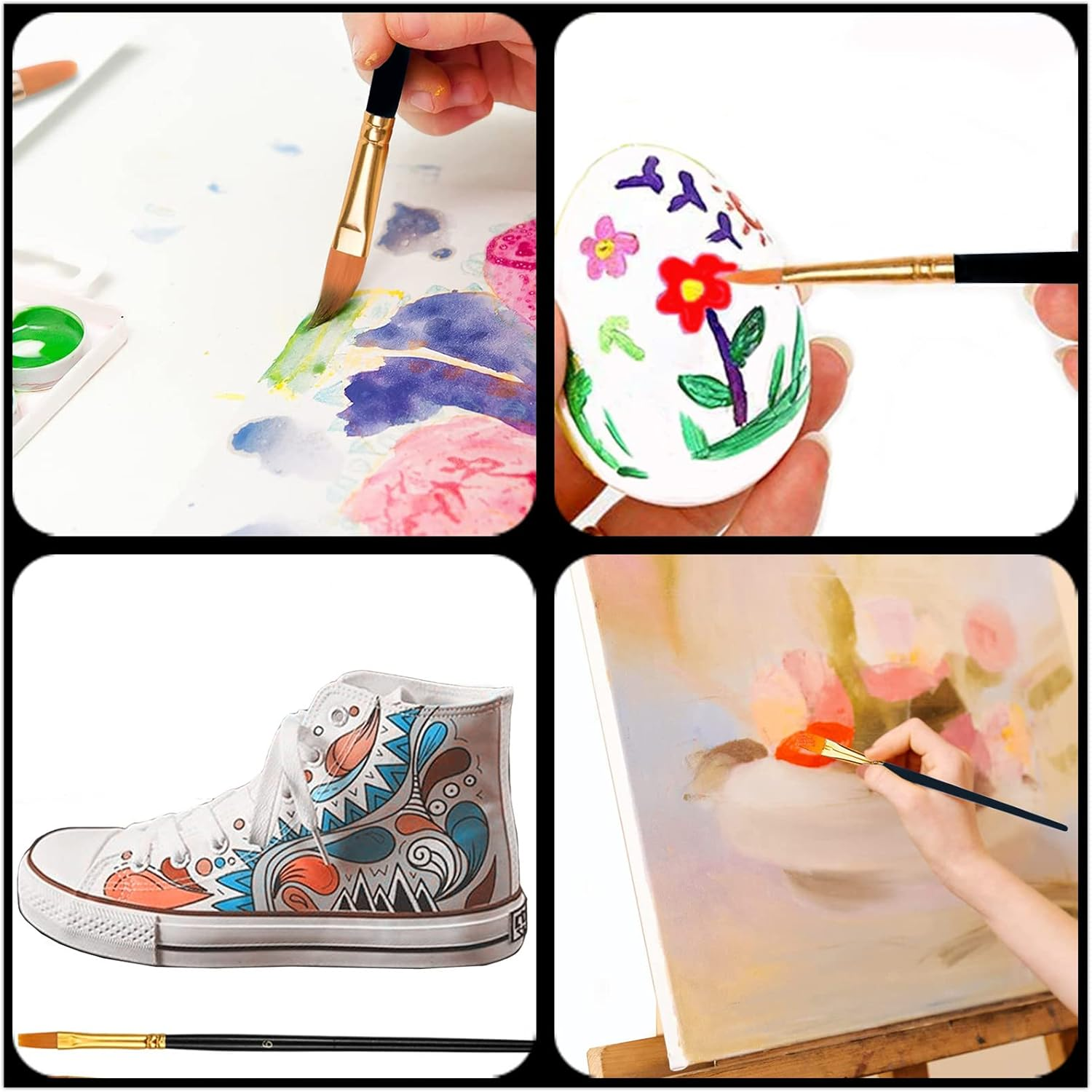 NASHRIO Paint Brushes Set, 20 Pcs Paint Brushes for Acrylic Painting, Water Color Paintbrushes for Kids, round Pointed Tip Paintbrushes Nylon Hair Artist Acrylic Paint Brushes, Black image number 4