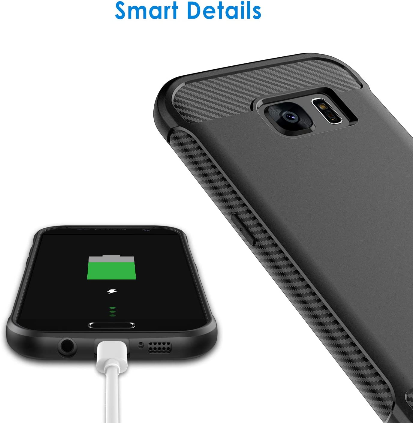 Jetech Slim Fit Case for Samsung Galaxy S7 5.1-Inch, Thin Phone Cover with Shock-Absorption and Carbon Fiber Design (Black) image number 2