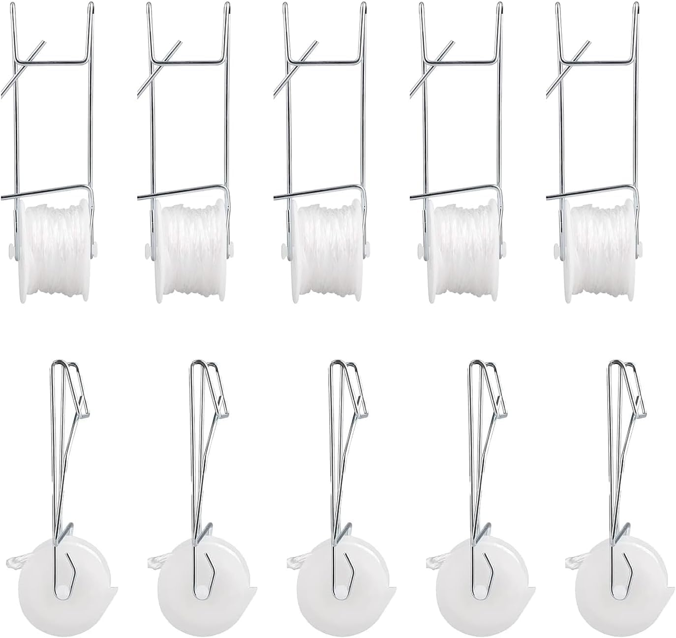 10Pack Greenhouse Trellising Kit Plant Roller Hooks, Tomato Trellis Roller Hooks with 15M Twine, for Tomato,Plant, Greenhouse, Flower Vine Twine Crop Trellis Kit image number 1