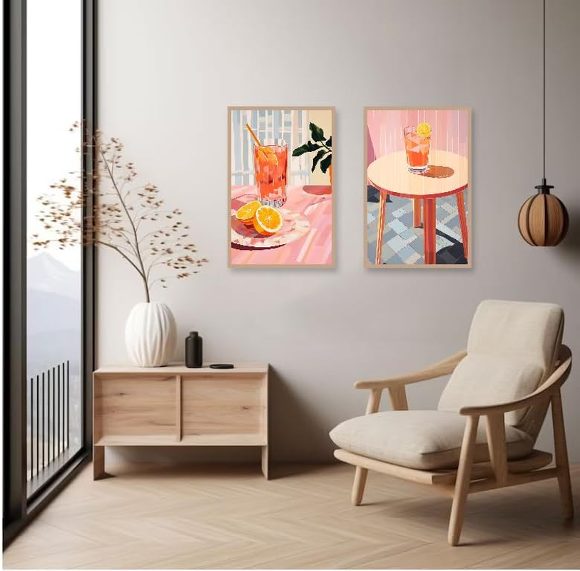 6 Pack Paint by Numbers Kit for Adults, DIY Orange Juice Acrylic Paint by Number Kits on Canvas without Frame, Cocktail Adult Paint by Number Art and Craft for Home Wall Decor 7.8X11.8Inch image number 6