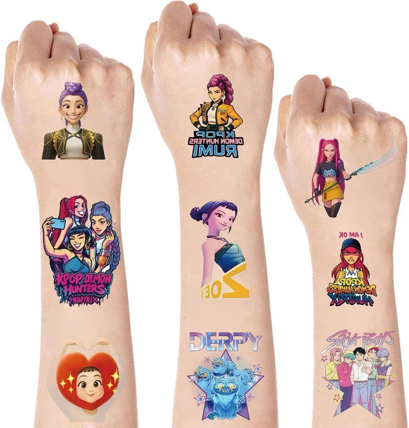 40Pcs Kpop Demon Hunters Temporary Tattoos for Kids,Birthday Party Supplies Decoration Favors,Cartoon Characters Movie Cute Sticker Gifts for Girl Boys Home Activity Class Prizes Christmas Rewards image number 4