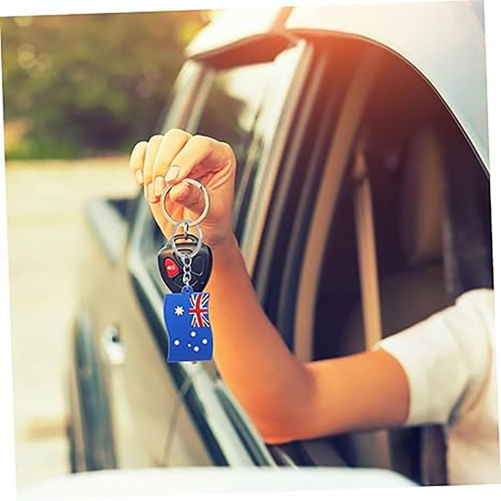 Lyhaogao 5Pcs Australian Flag Key Chain,Cute Soft Rubber Keyring Pendant for Backpack, Handbag Decor, Lightweight Durable Country Themed Accessory,For Travel and Everyday Use image number 1