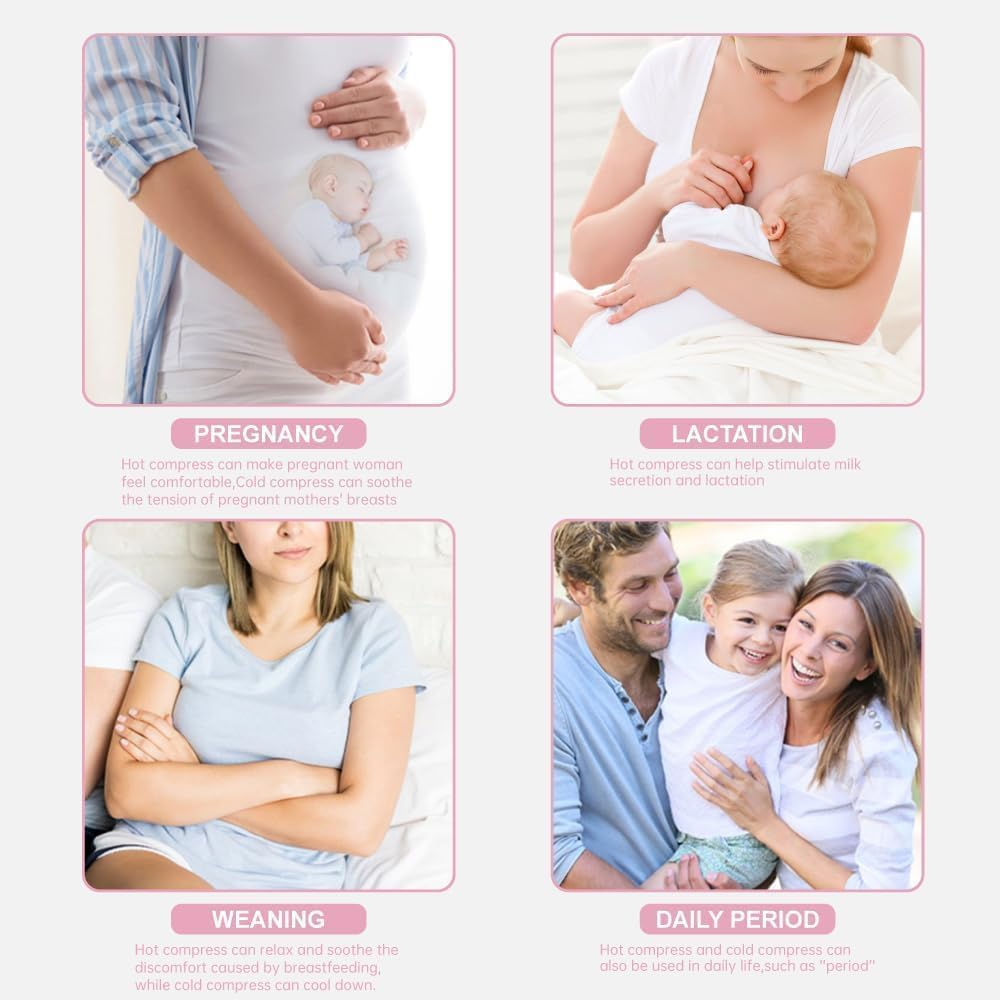 Hot & Cold Breast Gel Bead Packs - Cooling & Heating Pads for Breastfeeding Relief | Nursing Pain, Mastitis, Engorgement, Swelling, Plugged Ducts | Boost Milk Let-Down & Production - 2 Pack (Pink) image number 1