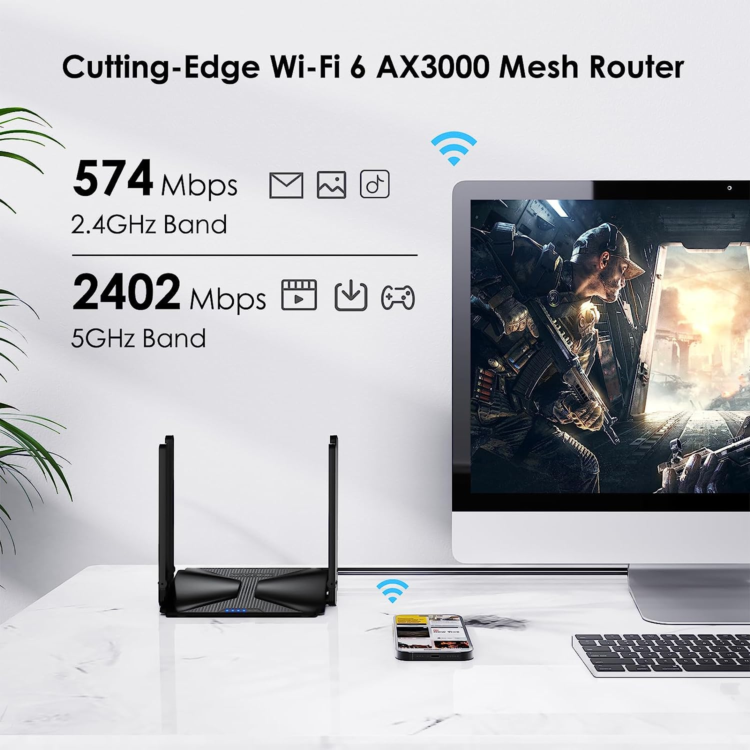 WAVLINK AX3000 Wi-Fi 6 Router, 802.11Ax Dual Band Wireless Gigabit Router for Gaming and VR, Everything Mesh & AP Mode, MU-MIMO, Beamforming,Ofdma,Wpa3,Support 160Mhz & Ipv6【Upgrated-High Performance】 image number 4