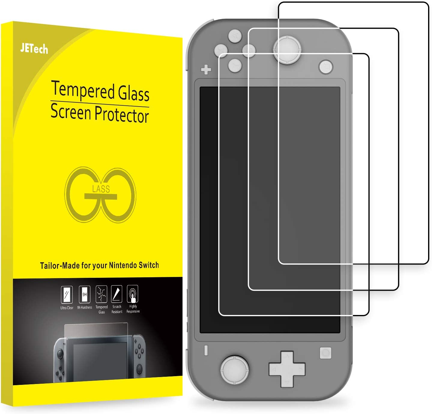 Jetech Screen Protector for Nintendo Switch Lite 2019, Tempered Glass Film, HD Clear, 3-Pack image number 5