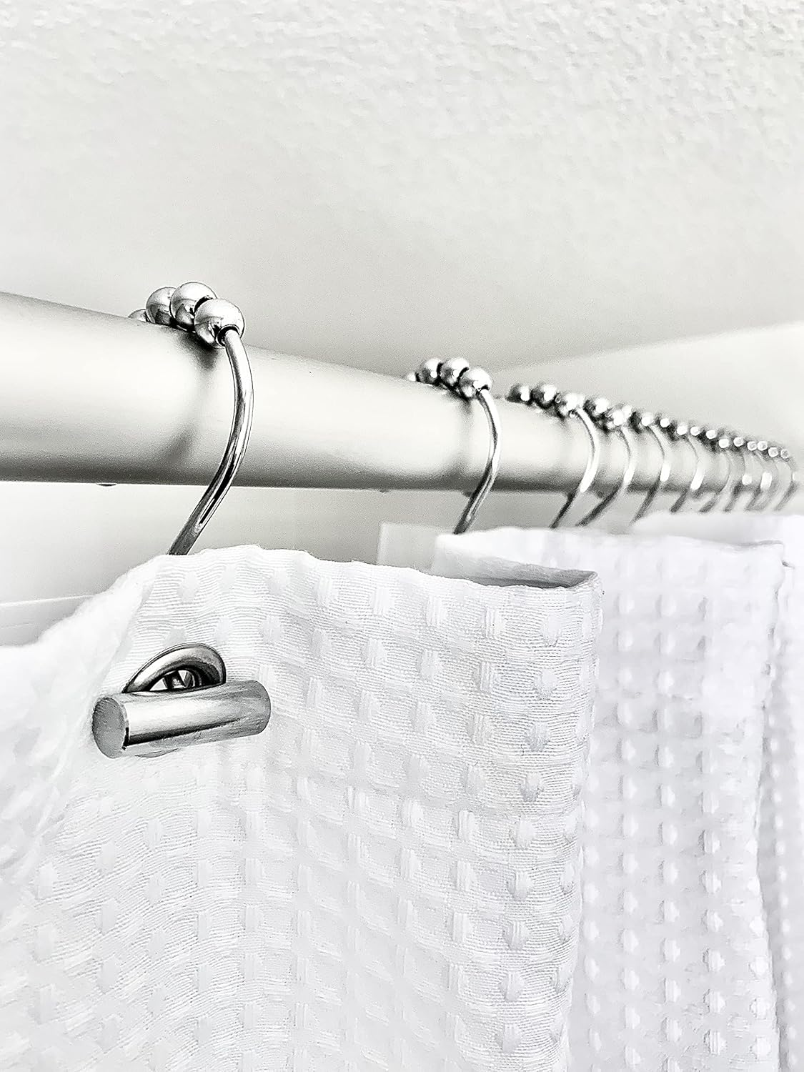 The Nono Bracket Company T-Bar Stainless Steel Shower Curtain Hooks Rings Set of 12, Chrome (Chrome, Stainless Steel)