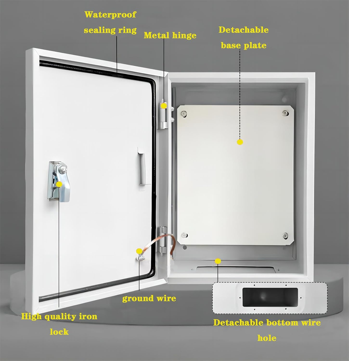 15.75''X11.8''X7.87'' Steel Electrical Junction Box, Indoor&Outdoor Enclosure Wall Mounted Metal Electric Equipment Box with Safety Locks and Mounting Plates. image number 5