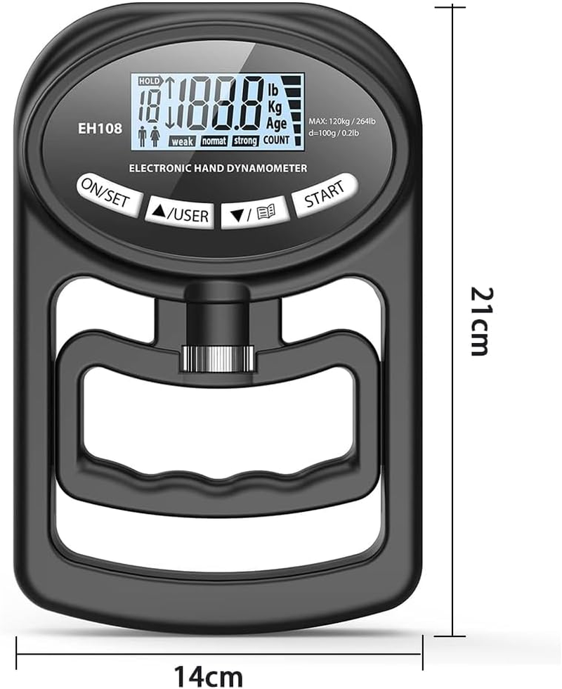 Hand Dynamometer,Electronic Hand Grip,Strength Tester Grip,Hand Exerciser Meter,Hand Strength Tester,With LED Display&Ergonomic Design for Sport Home School Use