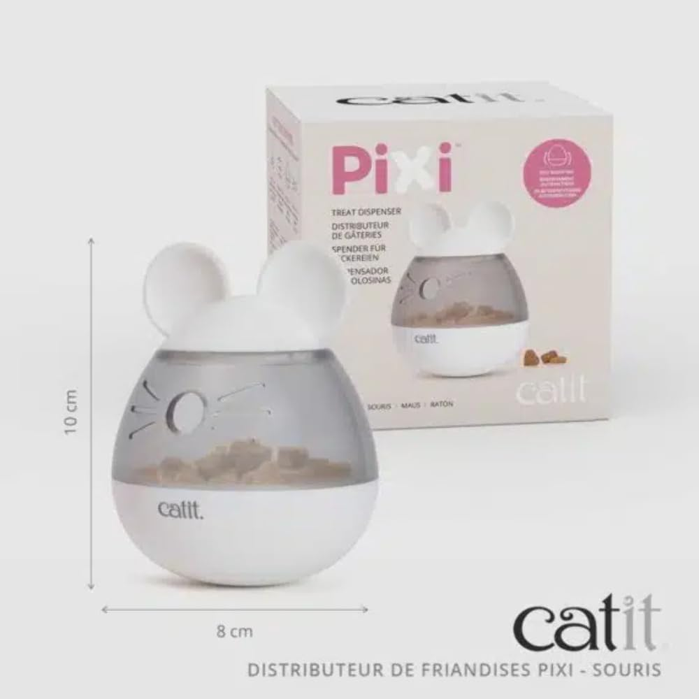 Catit PIXI Mouse Interactive Cat Toy Treat Dispenser for Cats, White image number 3