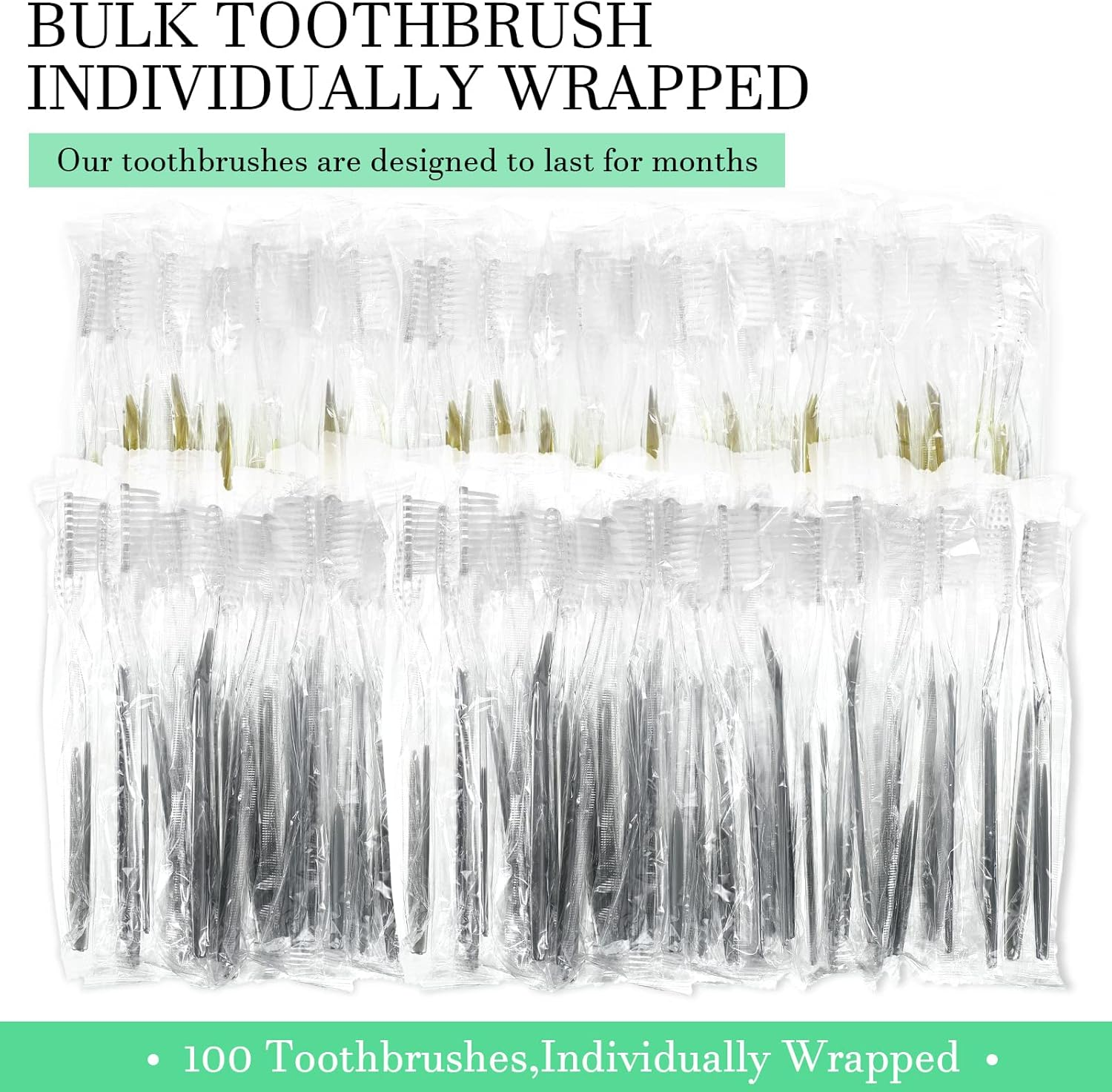 Remerry 100 Pack Individually Wrapped Disposable Toothbrushes Bulk Travel Toothbrushes Manual Disposable Tooth Brush Soft Bristle Tooth Brush for Adults Hotel Guest Camping Travel, 2 Colors image number 4