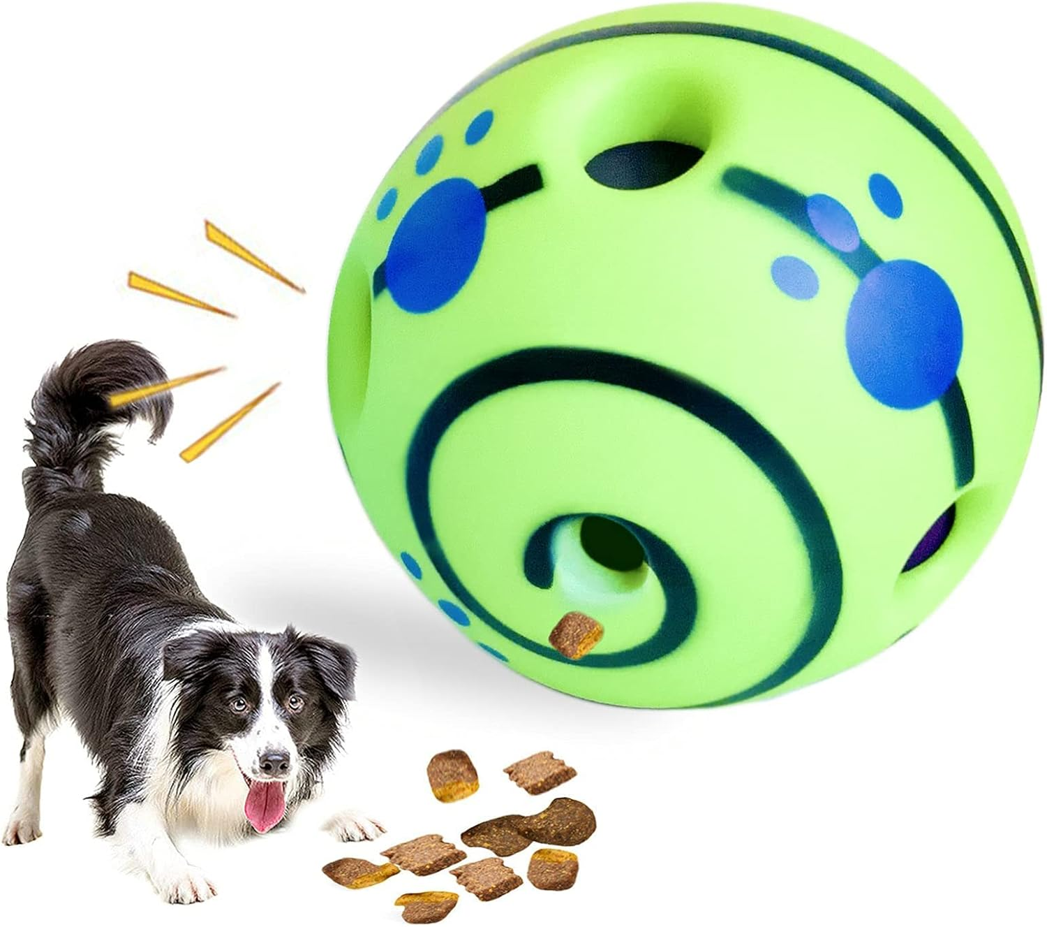 Wobble Giggle Toy Dog Treat Ball, Interactive Dog Toys Puzzle Mentally Stimulating, Dog Ball IQ Training for Big/Large Dogs Favorite Birthday Gift Green SE617