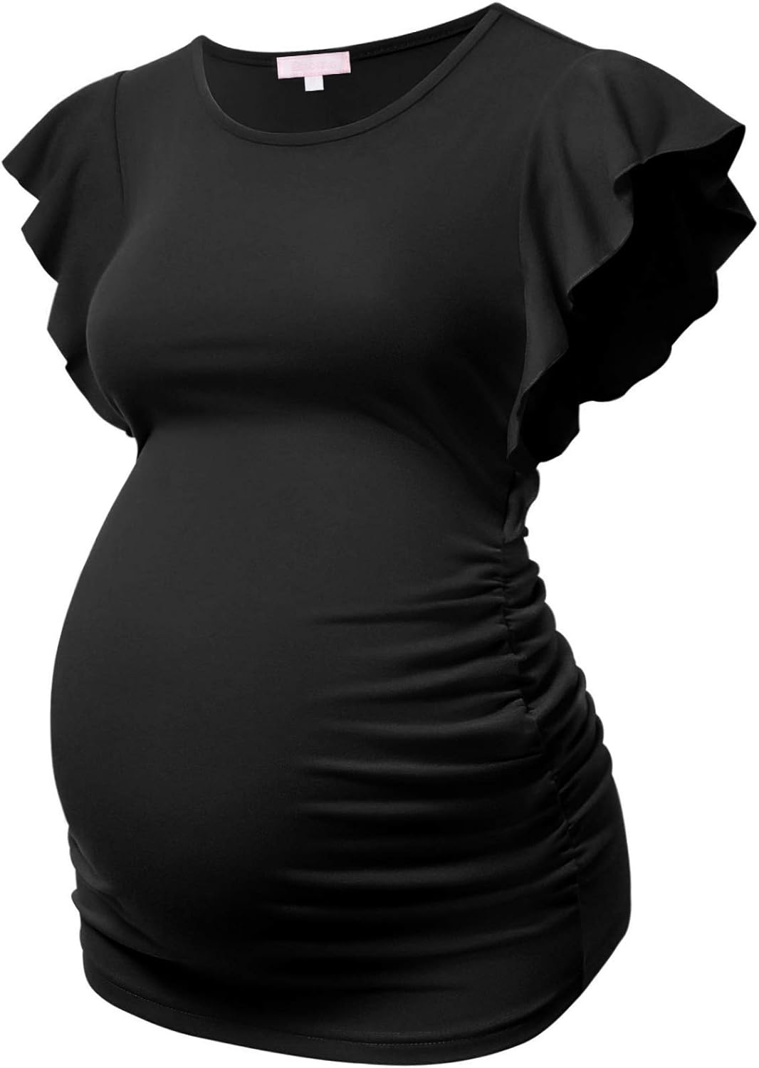 Bhome Maternity Tops Flying Shorts Sleeve Tshirt Side Ruched Pregnant Blouse Casual Pregnancy Tunic