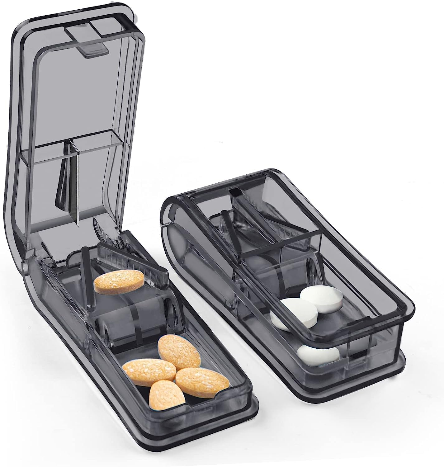 2Pcs Pill Cutter Splitter for Small Pills Pill Cutters for Small or Large Pills Professional for Tablet Vitamin Medicine (Black)