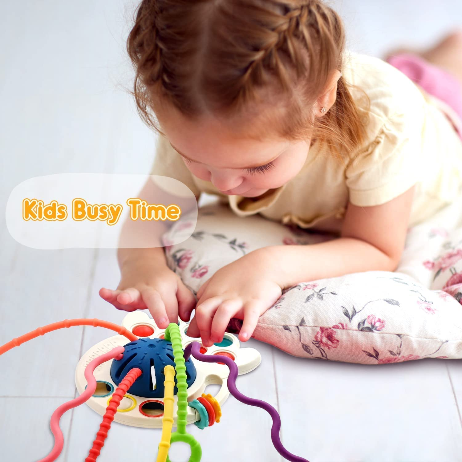 LIONAL Montessori Baby Toys, Infant Colorful Pull String Interactive Toy, Travel Toys for Babies, Sensory Toys for Toddlers, Fine Motor Skills Toys for Girl Boy Gifts, Silicone BPA Free image number 2