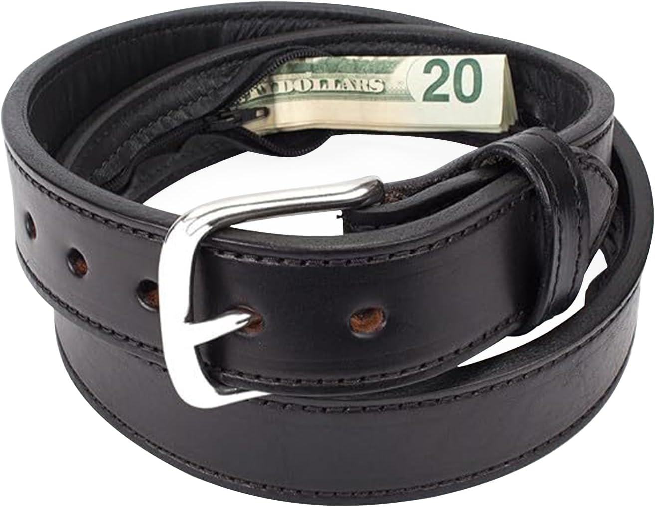 Leather Money Belt | Secret Hiding Mone Storage Belț | Hidden Anti-Theft | Men'S Travel Bag with Hidden Zipper for Business Travel, Travel Gift for Men, Father And image number 2