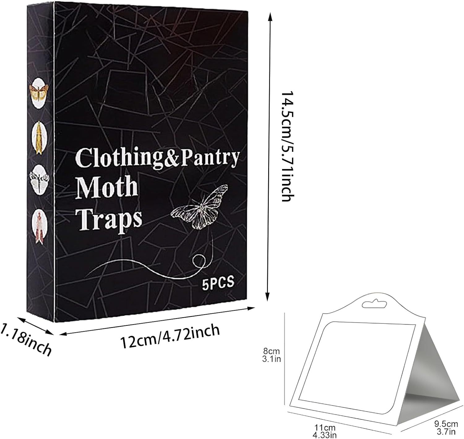 10 Sheets/2 Boxes Pantry Ultimate Moth Traps,Non-Toxic Sticky Glue Moth Trap with No Insecticides,Adhesive Pantry Moth Traps for Clothes, Closets, Wheat, Indian Meal and Other Common Moths image number 4