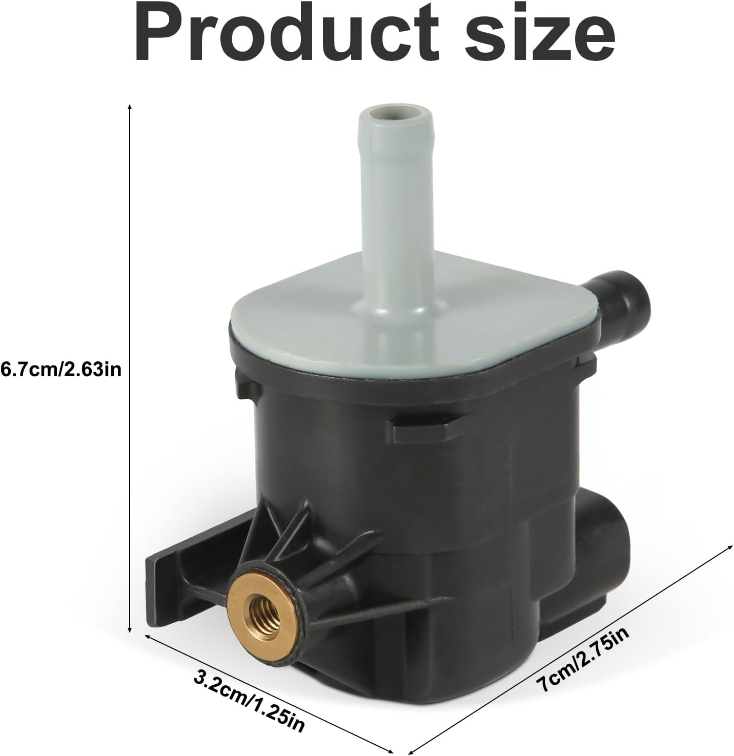 Vacuum Purge Valve, Compatible with Toyota Lexus 90910-12276 136200-7010, Plastic, Gray and Black, Globe Valve, 1/4 in Flange Inlet, 1/4 in Barb Outlet, 2 Ports image number 3