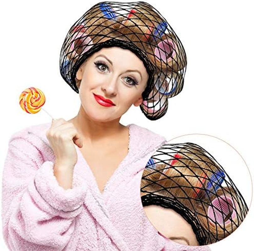 2 Pieces Cotton Triangle Hair Net for Rollers, Women Hair Net Mesh Hair Net Sleeping Crochet Hair Net Women Sleep Net Triangular Hair Setting Net for Sleeping, Black, 35 X 35 X 57 Inches image number 2
