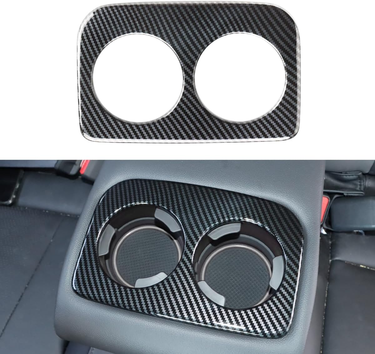 INTGET Rear Seat Armrest Cup Holder Cover for 2024 Subaru Crosstrek/2024 Subaru Impreza Accessories Carbon Fiber Car Back Center Console Water Cup Holder Panel Cover Trim(Rear Cup Holder Cover) - 4Pcs-Inner Door Handle Cover image number 7