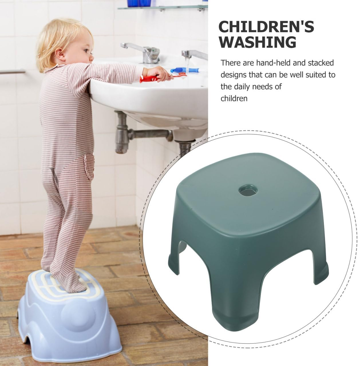 PRETYZOOM Toddler Step Stool, Non-Stick Plastic Potty Training Tool, Height Adjustable Foot Stepping Stool for Kitchen, Bathroom