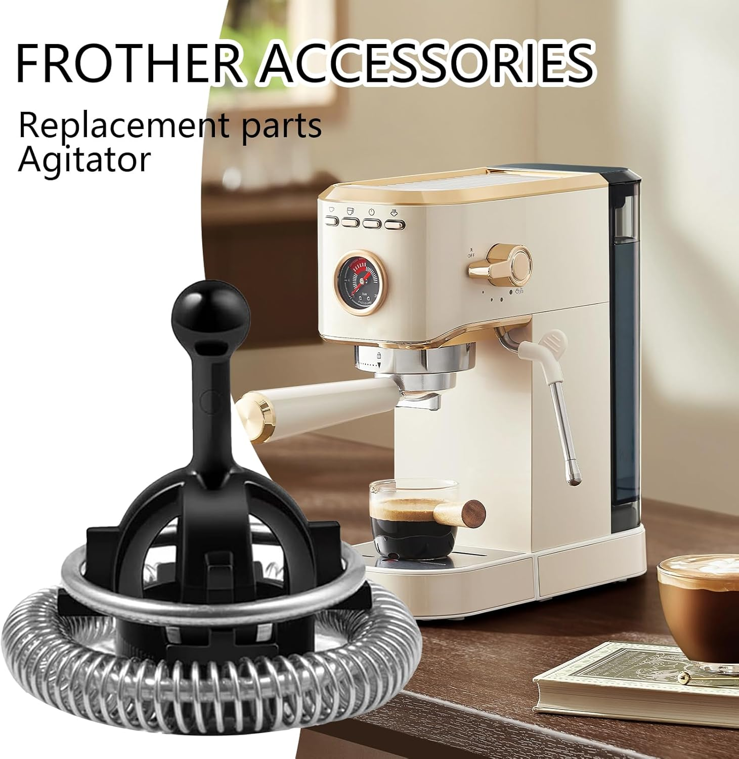 Milk Frother Parts, Espressos Blender Replacement, Coffee Machine Whisk Spare Parts for Nespressos, Whisk 3/4, Blender Replacement for Coffee Tea image number 1