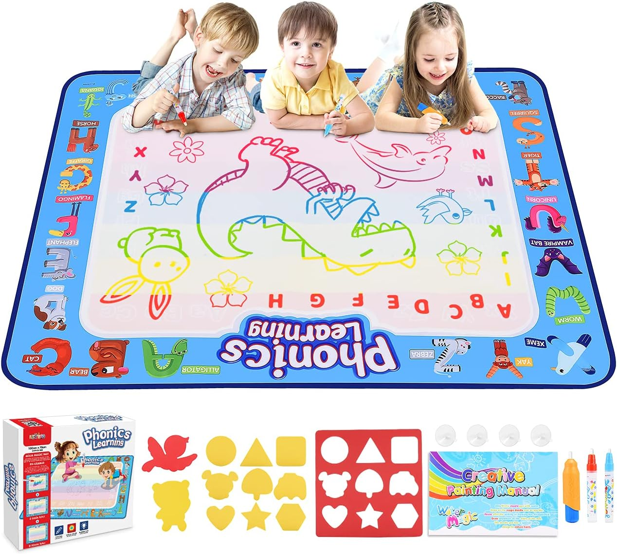 Toys for 3-9 Year Old Boys Girls,Vingtank Water Drawing Mat for Kids Age 3-8 Kids Gifts Educational Toys for 3-9 Year Old Magic Doodle Mat for Kid Christmas Ideal Gifts image number 6