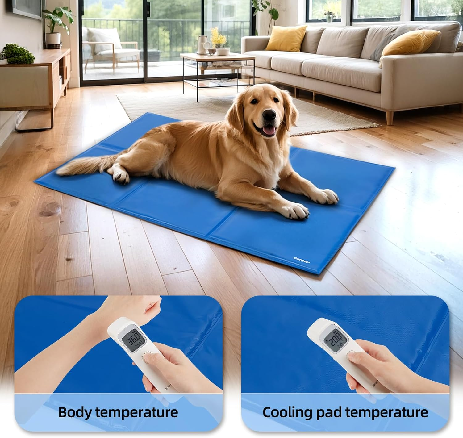 Ownpets Pet Self Cooling Gel Pad,120X80Cm, Pressure Activated, Anti-Inflammatory, Safe Non-Toxic Materials, Dog Cooling Mat in Summer for Large Dogs, Cats, Xx-Large image number 5