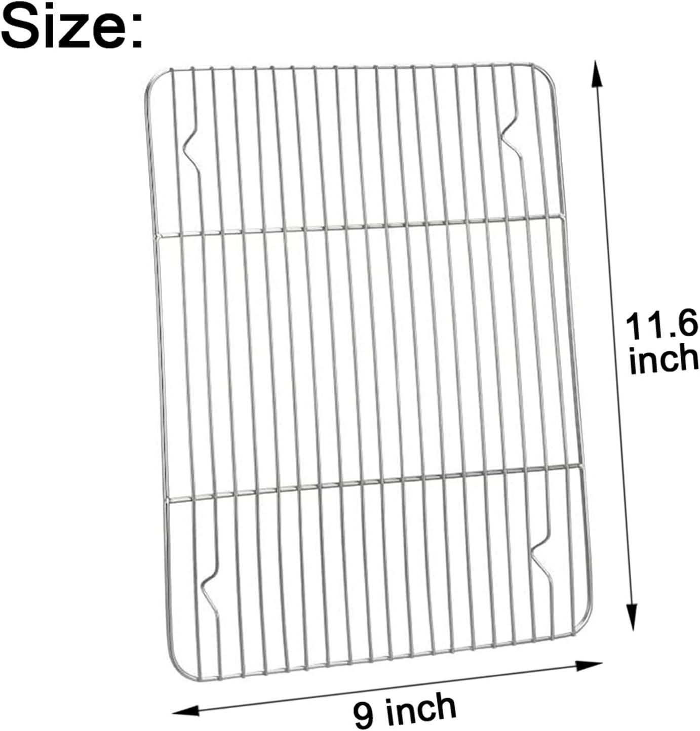 Baking Cooling Rack Set of 2, E-Far Stainless Steel Metal Roasting Cooking Racks, Size - 11.6'' X 9'', Non Toxic & Rust Free, Oven & Dishwasher Safe image number 1