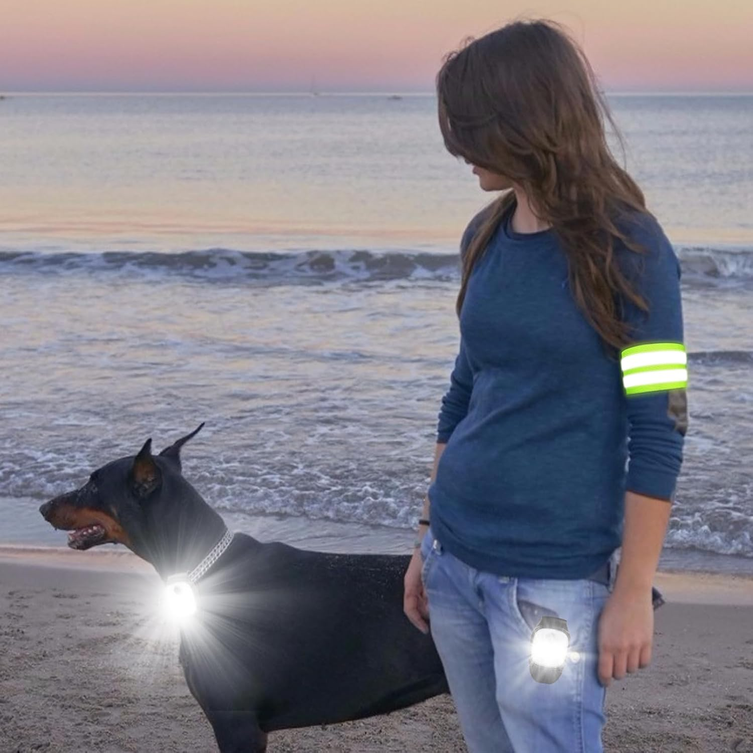 Pack of 2 LED Clip Lamp Outdoor with 4 Reflectors, 3 Light Modes LED Headlamp with USB Rechargeable Night LED Running Lights Small Torch Safety Light for Hiking Camping Running Jogger Fishing image number 2