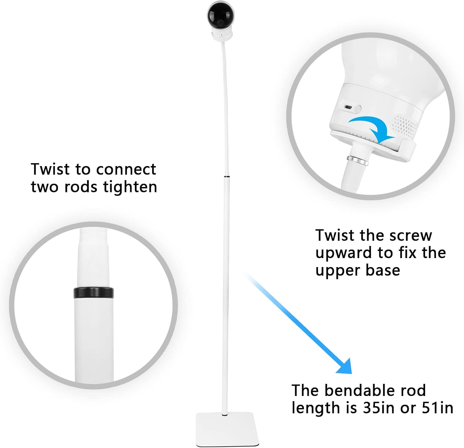 35 Inch or 63 Inch Floor Stand for Vtech, Hellobaby, Infant Optics DXR-8/8 Pro, Eufy, Vava/Hipp and Nooie Baby Monitor,Owlet and Motorola Baby Monitor, for Any Other Cameras with 1/4 Screw Mount image number 2